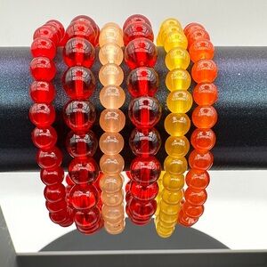 NEW Vibrant Multicolor Glass Beaded Bracelet Set
